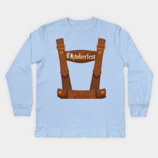 Lederhosen Suspenders Tee Oktoberfest Bavarian Munich Beer Kids Long Sleeve T-Shirt